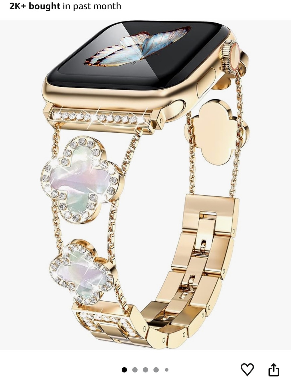 Gold Floral Crystal Bracelet Band for Apple Watch